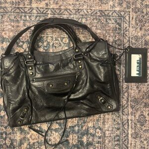 Balenciaga Black Leather City Bag